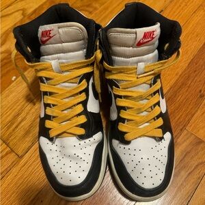Nike Black and White Sneakers with Yellow Laces